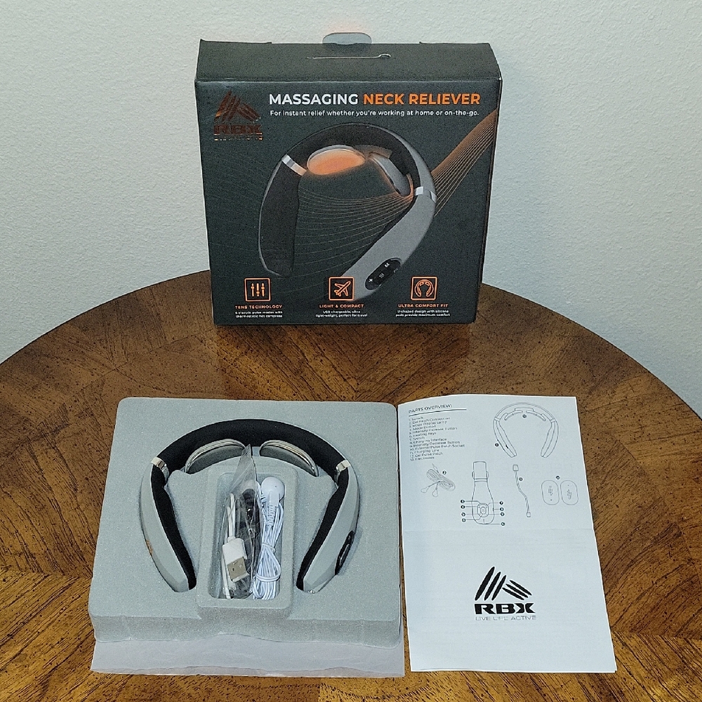 RBX Massaging Neck Reliever, Tens/ Heat Wireless, New, Working